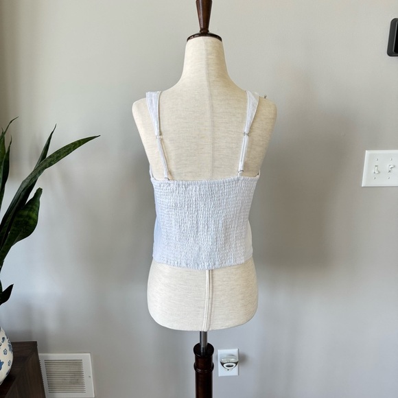 Abercrombie & Fitch Linen Blend White Button Front Detail Tank Top - Picture 5 of 9